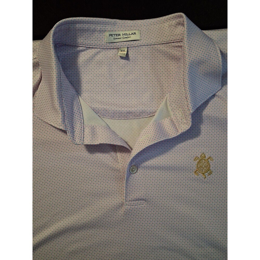 Men's Peter Millar Summer Comfort Polo Shirt Multi-Color Pattern Golf Turtle 2XL